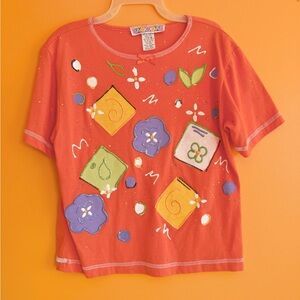 VINTAGE Orange Puffy Paint Graphic Tee